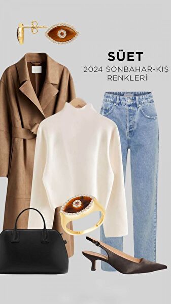 Sezonun Trend Parçası Süet Ceket ve Çantalarınızı Altın Takılarla Tamamlayın