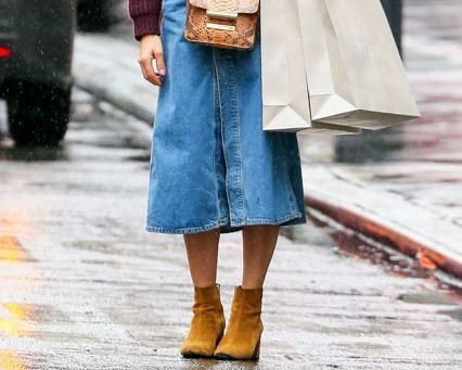 Denim Midi Etekle Kombinlenebilecek Takılar